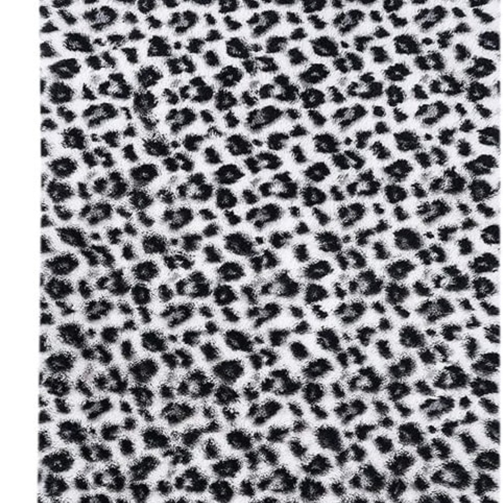 Leopard Print Faux Fur Rug